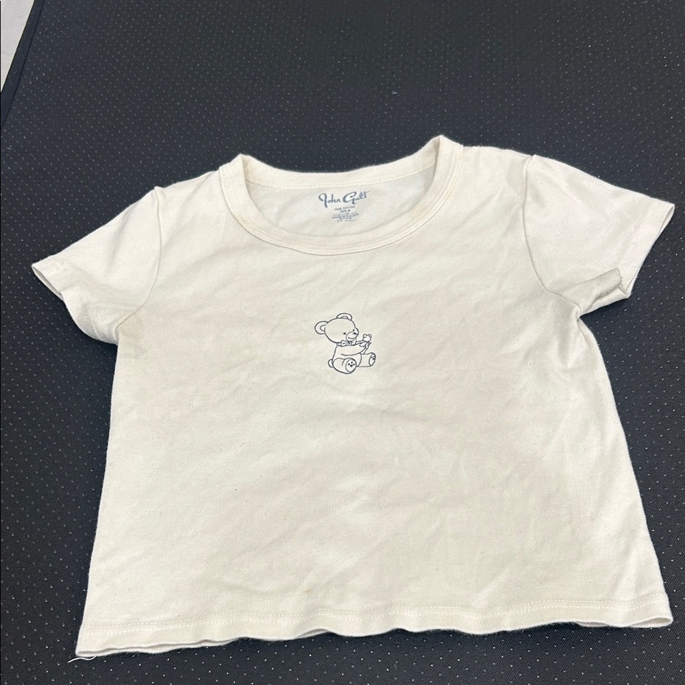 Brandy Melville Cream Tee with Bear Print